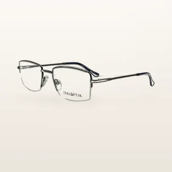 Syze optike Italoptik, gri antracit, krahë metalikë të përdredhur me maja blu – Italoptik
