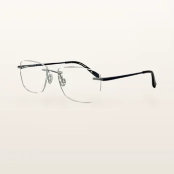 Syze optike Italoptik, argjendi me krahë blu të errët, maja të zeza – Italoptik