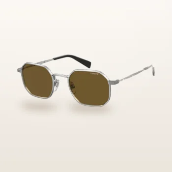 Syze dielli Levi's LV 1035/S gjashtëkëndore argjendtë me lente kafe – Italoptik