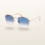 Syze dielli Ray-Ban RB3548 gjashtëkëndore e artë me lente blu – Italoptik
