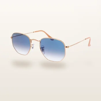 Syze dielli Ray-Ban RB3548 gjashtëkëndore e artë me lente blu – Italoptik